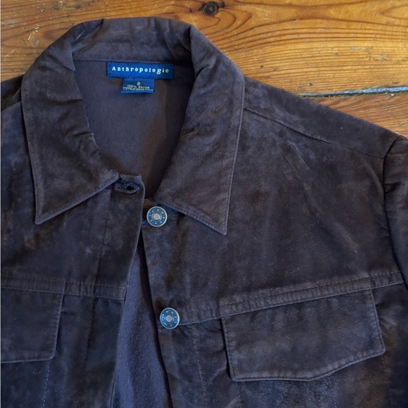 Vintage Anthropologie Brown Button Down Shirt Jacket - Picture 3 of 7